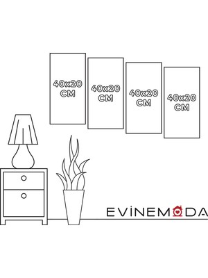 Evine Moda Geyik 4 Parça Mdf Tablo