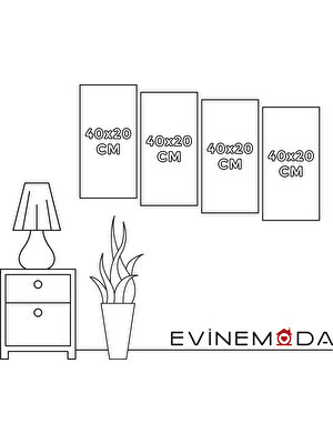 Evine Moda Renkli Vazo Çiçekler 4 Parça Mdf Tablo