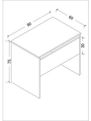 Bicabin Homely Desk Çalışma Masası Laptop / Ofis / Ders Masası (Lefkas Meşe)) 60 X 90