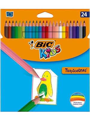 Bic Tropicolor 24'lü Parlak Renkler Kuru Boya Seti Dayanıklı Uç ve Esnek Gövde ile