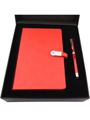 Pigado Özel Kutulu 16 Gb Usb Defter + Dokunmatik Roller Kalem Seti Kırmızı