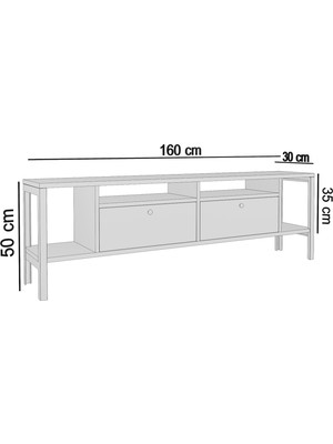 Ankara Mobilya Alaluna Metal Ayaklı  Antrasit 160 cm Tv Ünitesi