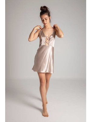 Siyah İnci Vizon Saten Gecelik 2303