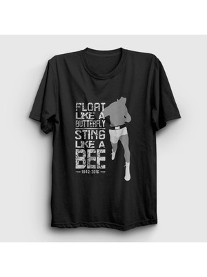 Presmono Unisex Siyah Butterfly Muhammed Ali T-Shirt