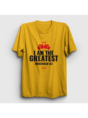 Presmono Unisex Sarı Greatest Muhammed Ali T-Shirt