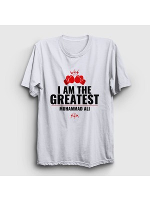 Presmono Unisex Beyaz Greatest Muhammed Ali T-Shirt