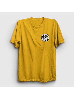 Presmono Unisex Sarı Kanji Go Anime Dragon Ball T-Shirt