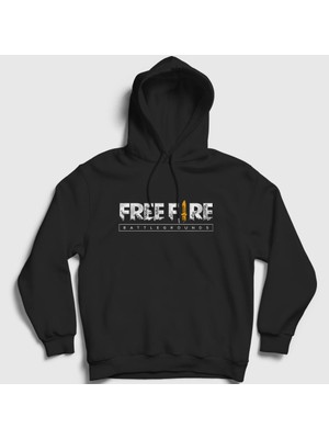 Presmono Unisex Siyah Logo V2 Free Fire Kapüşonlu Sweatshirt