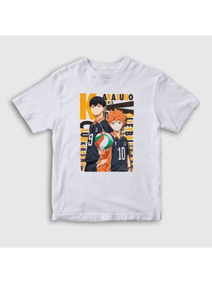 Presmono Unisex Çocuk Beyaz Team Karasuna Voleybol Anime Haikyu T-Shirt