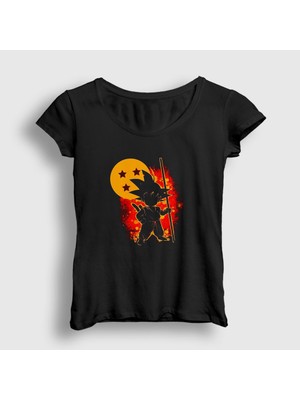 Presmono Kadın Siyah Kid Goku Anime Dragon Ball T-Shirt
