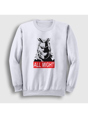 Presmono Unisex Beyaz All Might Anime Boku No Hero Academia Sweatshirt