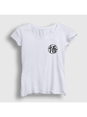 Presmono Kadın Beyaz Kanji Go Anime Dragon Ball T-Shirt