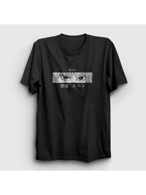 Presmono Unisex Siyah Killua Eyes Anime Hunter x Hunter T-Shirt
