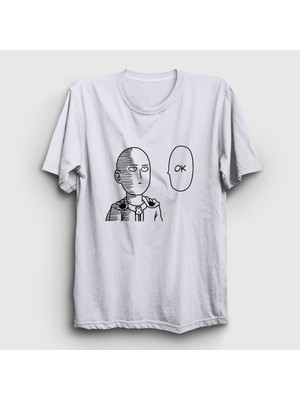 Presmono Unisex Beyaz Ok Anime One Punch Man T-Shirt
