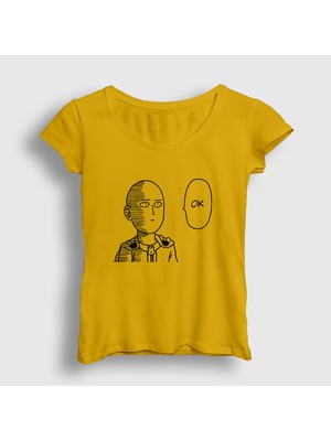 Presmono Kadın Sarı Ok Anime One Punch Man T-Shirt