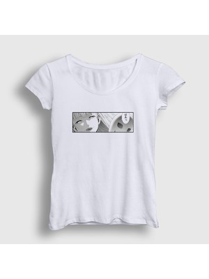Presmono Kadın Beyaz Kirari Anime Kakegurui T-Shirt