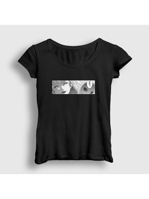Presmono Kadın Siyah Kirari Anime Kakegurui T-Shirt