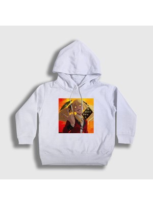 Presmono Unisex Çocuk Beyaz Mary Anime Kakegurui Kapüşonlu Sweatshirt