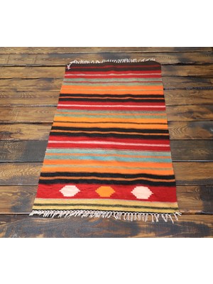 Milas El Dokuma Halı Kilim Çizgili El Dokuma 82 x 115 cm.