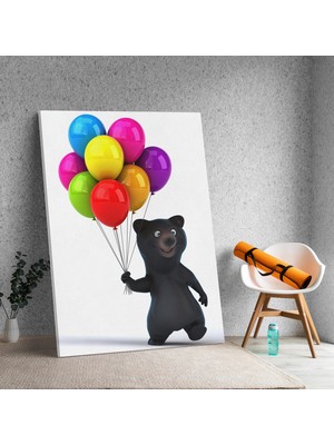 Deko Gonya Neşeli Ayı Balon Satıyor Kanvas Tablo
