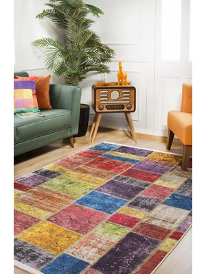 Usso Patchwork Renkli Yıkanabilir Halı HLN210