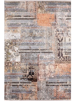Usso Patchwork Bronz Renkli Yıkanabilir Halı HLN760