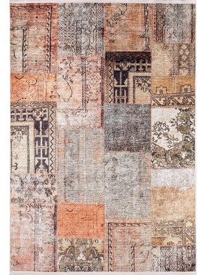 Usso Patchwork Bakır Bronz Yıkanabilir Halı HLN711