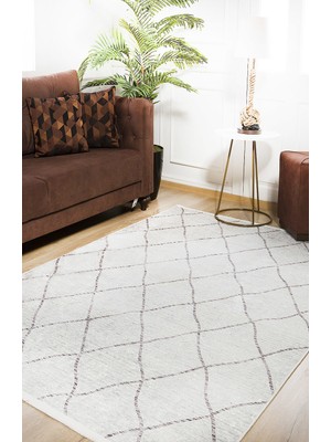 Usso Modern Krem Renk Bronz Desen Yıkanabilir Halı HLN935