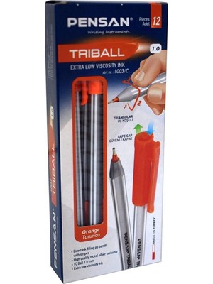 Pensan Tükenmez Kalem Triball 1.0 Mm Bilye Uç Oranj Turuncu Pe01003Tkor (12 Li Paket)
