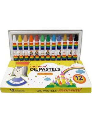 Monami 12 Renk Pastel Boya Karton Kutu Extra Büyük Boyutlu Renkli Kalemler
