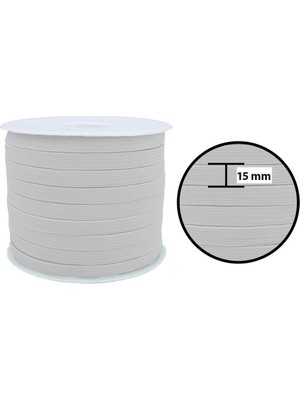 Hobizubi 15 mm Beyaz Yassı Lastik