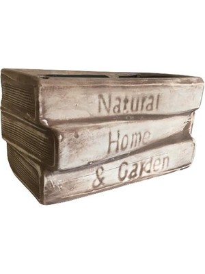 Armenbotanik Büyük Boy Dekoratif Eskitme Kitap Saksı (Kahve Köpüğü)