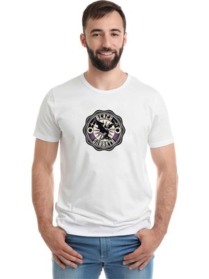 Qivi Black Sabbath Tur Sabbath Baskılı Beyaz Erkek Örme Tshirt