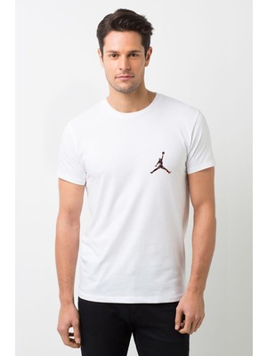 Qivi Basketball Baskılı Beyaz Erkek Örme Tshirt