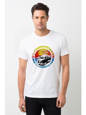 Qivi Plaj Classic Transit Baskılı Beyaz Erkek Örme Tshirt