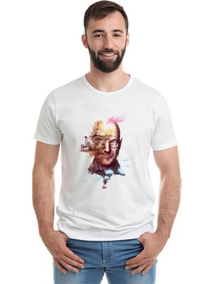 Qivi Breaking Bad Baskılı Beyaz Erkek Örme Tshirt