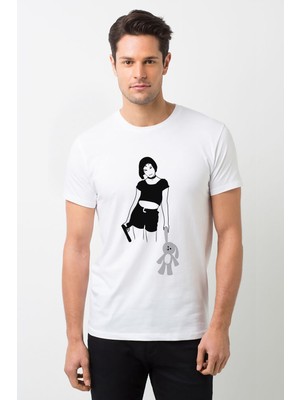 Qivi Mathilda Sevginin Gücü Leon The Professional Baskılı Beyaz Erkek Örme Tshirt