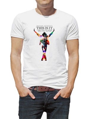 Qivi Michael Jackson Baskılı Beyaz Erkek Örme Tshirt