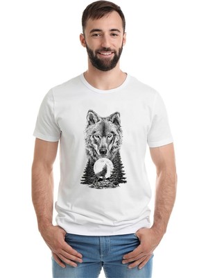 Qivi Kurt Dolunay Baskılı Beyaz Erkek Örme Tshirt