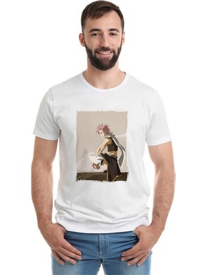 Qivi Anime Fairy Tail Glass Guild Emblem Baskılı Beyaz Erkek Örme Tshirt