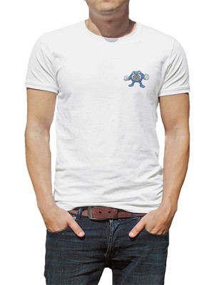 Qivi Pokemon Avengermon Poliwrath Nyorobon Baskılı Beyaz Erkek Örme Tshirt