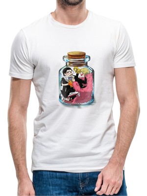 Qivi Anime One Piece Pirate Baskılı Beyaz Erkek Örme Tshirt