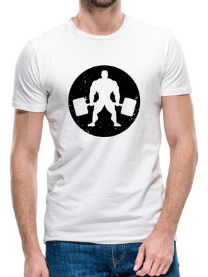 Qivi Silhouette Bodybuilding Erkek Beyaz Tshirt