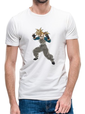 Qivi Anime Dragon Ball Baskılı Beyaz Erkek Örme Tshirt