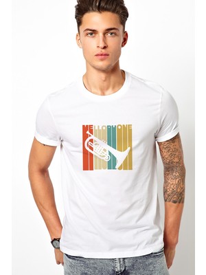 Qivi Silhouette Mellophone Vintage Style Erkek Beyaz Tshirt