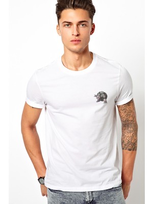 Qivi Pokemon Avengermon Golem Golonya Baskılı Beyaz Erkek Örme Tshirt