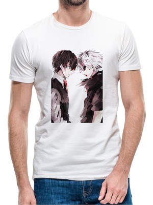 Qivi Anime Naruto Two Face Baskılı Beyaz Erkek Örme Tshirt