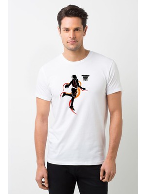 Qivi Silhouette Basketball Erkek Beyaz Tshirt