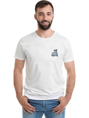 Qivi Pokemon Avengermon Nidoqueen Baskılı Beyaz Erkek Örme Tshirt