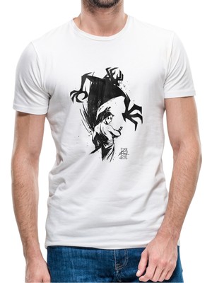 Qivi Samurai Jack Baskılı Beyaz Erkek Örme Tshirt